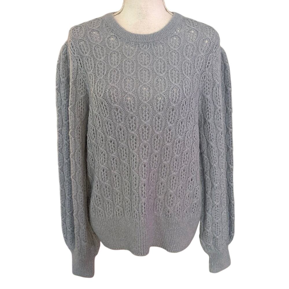 J Crew Women Size XL Ballon Sleeve Cable Knit Sweater Alpaca Wool